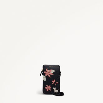 Radley London Black Medium Phone Cross Body Bag Pretty Petals SS26 Radley London