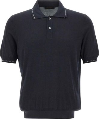 Gran Sasso Tops, Heren, Zwart, S, Katoen, Polo Shirt