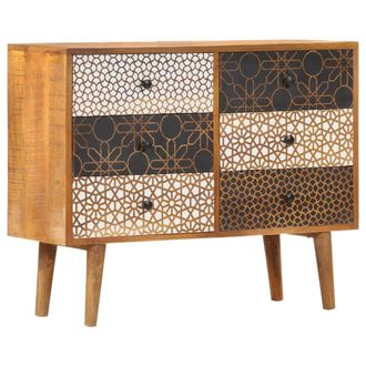 vidaXL Vidaxl - Aparador Con Estampado Madera Maciza De Mango 90x30x70 Cm