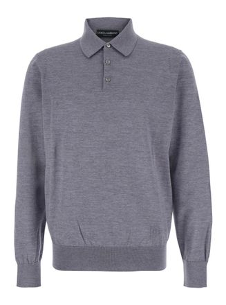 Dolce & Gabbana Grey Solid Shirt Collar Polo