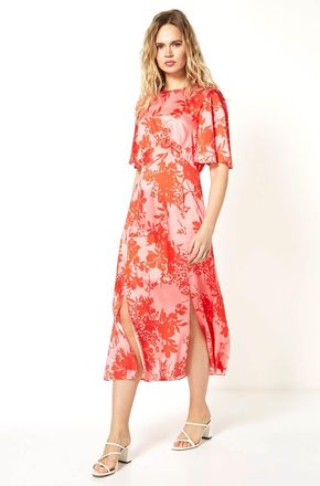 Roman Floral Print Oriental Midi Dress