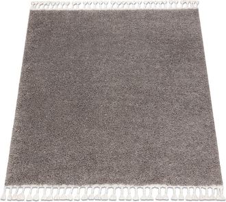 RugsX Rugsx - Carpet berber square 9000 brown Fringe Berber Moroccan shaggy brown 160x160 cm