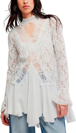 Free People First Crush Lace Tunic in Ivory at Nordstrom, Size X-Large