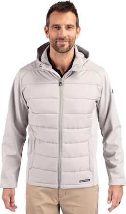 Cutter & Buck Evoke Hybrid Softshell Recycled Full Zip Mens Hooded Jacket