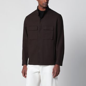 Ermenegildo Zegna Brown linen overshirt