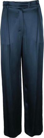 Max Mara Broeken, Dames, Blauw, M, Hoge taille wijde broek, Amleto model