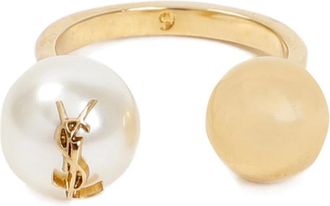 Saint Laurent Cassandre Pearl and Ball Ring - Dames - Ringen - Geel - 46 MM - Accessoires