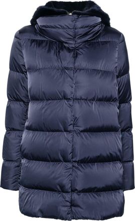 Herno layered-detail coat - women - Polyamide/Polyester/Feather/Goose Down - 44 - Blue