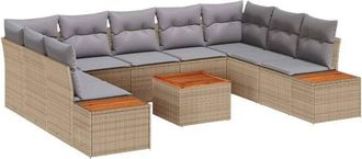 vidaXL Vidaxl - Conjunto De Sof&aacute; De Jard&iacute;n Con Coj&iacute;n 6 Pcs Beige Y Gris Claro