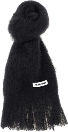 Jil Sander Kleine Mohair Sjaal - Heren - Accessoires - Zwart - Maat: ONE Size Mohair