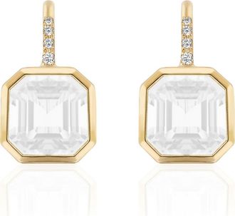 Goshwara Gossip Asscher-Cut Semiprecious Stone & Diamond Drop Earrings in White at Nordstrom