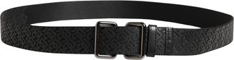 Dolce & Gabbana Men Black Dg Logo Polyester Metal Buckle Belt Calf