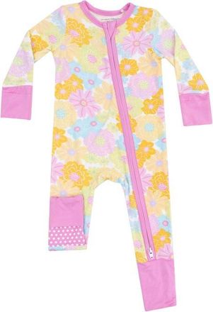 Angel Dear Sunny Dahlias Convertible Zip Romper in Pink at Nordstrom, Size 18-24M