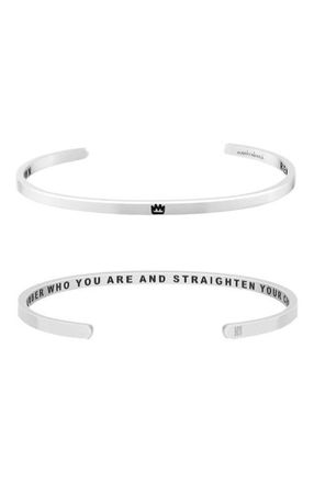 Mantra Remember Who You Are And Straighten Your Crown bracelet in Silver at Nordstrom