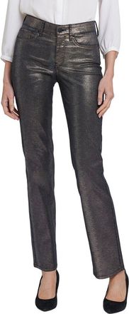 NYDJ Marilyn Black Coated Snake Straight Leg Jean