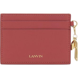Lanvin Séquence Leather Cardholder in Litchi at Nordstrom