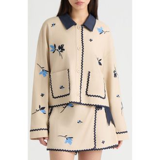 NVLT Floral Embroidered Jacket in Natural at Nordstrom Rack, Size X-Small