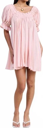 Emory Park Mini Embroidery Short Puff Sleeve Dress In Baby Pink