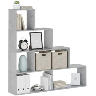 Dmora Libreria Serole, Biblioteca 3 Ripiani, Installazione a Terra, Sfumatura Colore Struttura Cemento, 145x28x143h cm Grigio Cemento