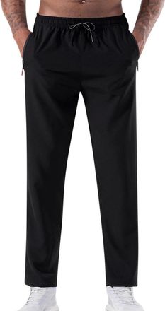 Generic Mens Trousers UK Quick Dry Casual Ice Silk Trousers Elasticated Waist Straight Leg Trouser Solid Color Gym Workout Pants Daily Wear Fashion Comfoty Pa