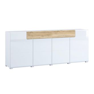 Petits Meubles Buf&eacute; 4 puertas 1 caj&oacute;n tablero de aglomerado laminados blanco y madera