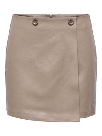 Only Lederimitatrock ONLY ONLASTRIA FAUX LEATHER SHORT SKIRT OTW, Damen, Gr. XL, walnut, Web, Obermaterial: 100% Polyester, unifarben, kurz, R&ouml;cke Lederimi