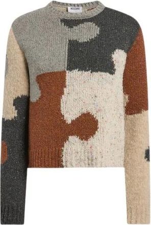 Moschino Truien & Vesten, Dames, Veelkleurig, M, Wol, Pullover van wol-zijdeblend met inlegwerk