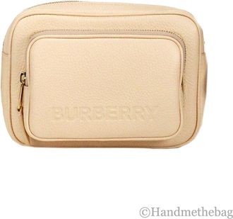 Burberry Burberry Small Branded Peach Pink Grainy Leather Camera Crossbody Womens Bag