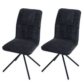Hhg Hhg - Juego De 2 Sillas De Comedor 432, Silla De Cocina, Giratoria Con Retorno Autom&aacute;tico, Tejido/textil Chenilla (340 G/m&sup2;) &Ouml;ko-tex, Gris Oscuro