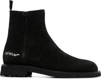 Off-white logo-print ankle boots - men - Calf Leather/Calf Suede/Rubber - 45 - Black