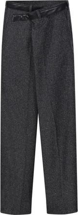 Darkpark Gaia Wide Leg Pant with Leather Belt - female - DARKPARK - Wide Trousers - Black - 2XS - Trousers