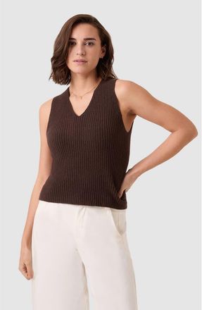 Celtic & Co. Ribbed V-Neck Tank Top in Chocolate at Nordstrom, Size X-Small/small