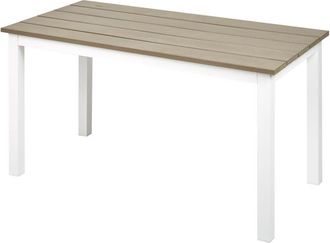 Beliani Mesa de centro de jardín 96 x 52 cm exterior madera plástica clara y base blanca Messina