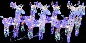 vidaXL Renos De Navidad 6 Unidades 240 Led Acr&iacute;lico Multicolor Vidaxl