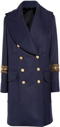 Alexander McQueen Navy Rabbit-lined wool coat Size L
