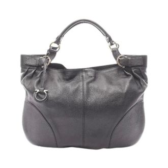 Ferragamo Pre-owned Handbags, female, Black, Size: ONE SIZE Pre-owned Gancini Leather Handbag