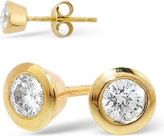 The Diamond Store 18K Gold Rub-over Lab Diamond Stud Earrings - 0.50CT - F/VS - 5.8mm
