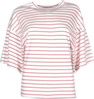 Plan C T-shirt met korte mouwen en strepen - Dames - T-shirts - Veelkleurig - L - Katoen - Tops