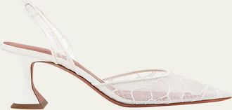 Amina Muaddi 70mm Holli Floral Lace Slingback Pumps