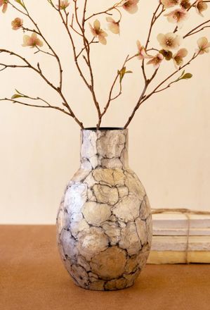 Kalalou Spun Bamboo Vase With Capiz Shell Detail