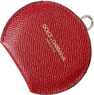 Dolce & Gabbana Rood Kalfsleer Handspiegel Houder - Dames - Accessoires - Rood - ONE Size - Leer - Accessoires