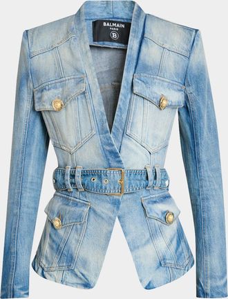 Balmain Belted Denim Jacket