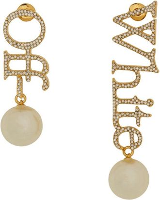 Off-white Gold-tone Brass Earrings with Signature Off-White Script