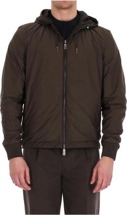 Ermenegildo Zegna Jassen, Heren, Bruin, L, Leer, Reversible Bomber Jacket