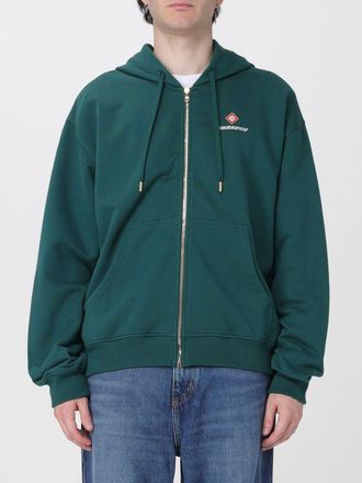Casablanca Felpa relaxed fit in cotone con cappuccio, zip e logo a contrasto
