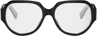 Celine Triomphe 56mm Geometric Eyeglasses in Shiny Black at Nordstrom