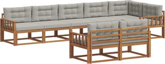 vidaXL Conjunto De Sof&aacute;s De Exterior 8 Uds. Natural Y Gris Claro Vidaxl