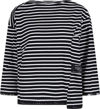 Undercover Black/White Asymmetrical Striped Boxy Top