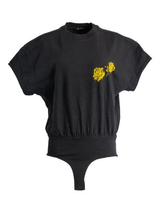 Willy Chavarria Proverb roses bodysuit - Black