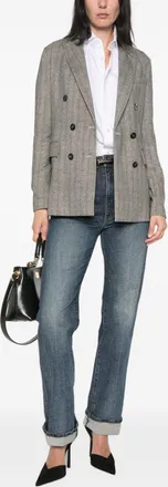 Circolo 1901 Herringbone Cotton Double-Breasted Blazer - grey